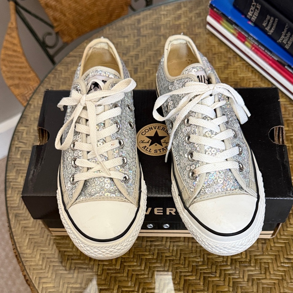 Converse Women's Glittering Silver Sneakers